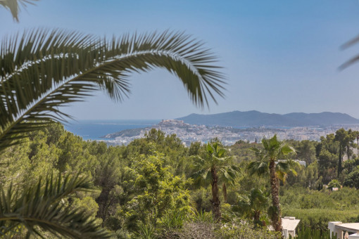 Blick über Dalt Vila bishin zum Meer